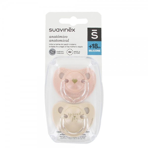 suavinex chupete anatomico silicona 18m 2uds