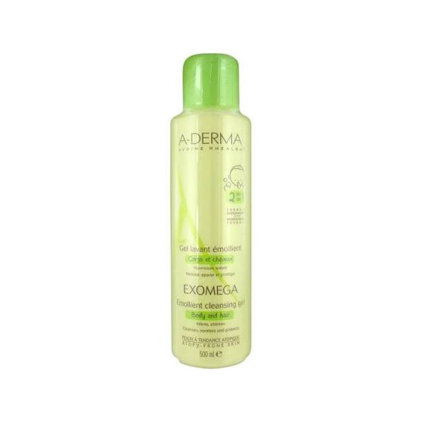 a derma exomega 2 en 1 cuerpo y cabello gel limpiador 500ml